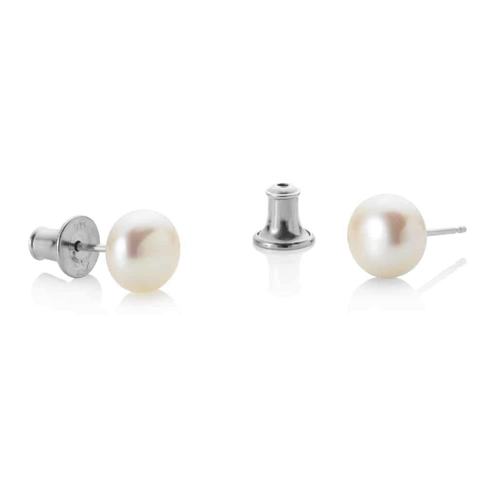 Jersey Pearls 9mm. Sterling Silver Studs.