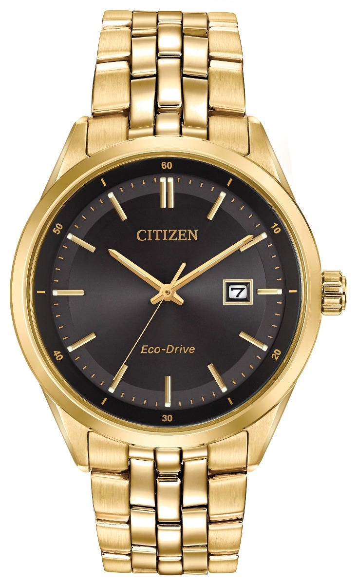 Citizen - Gents Gold Plated Black Dial Watch