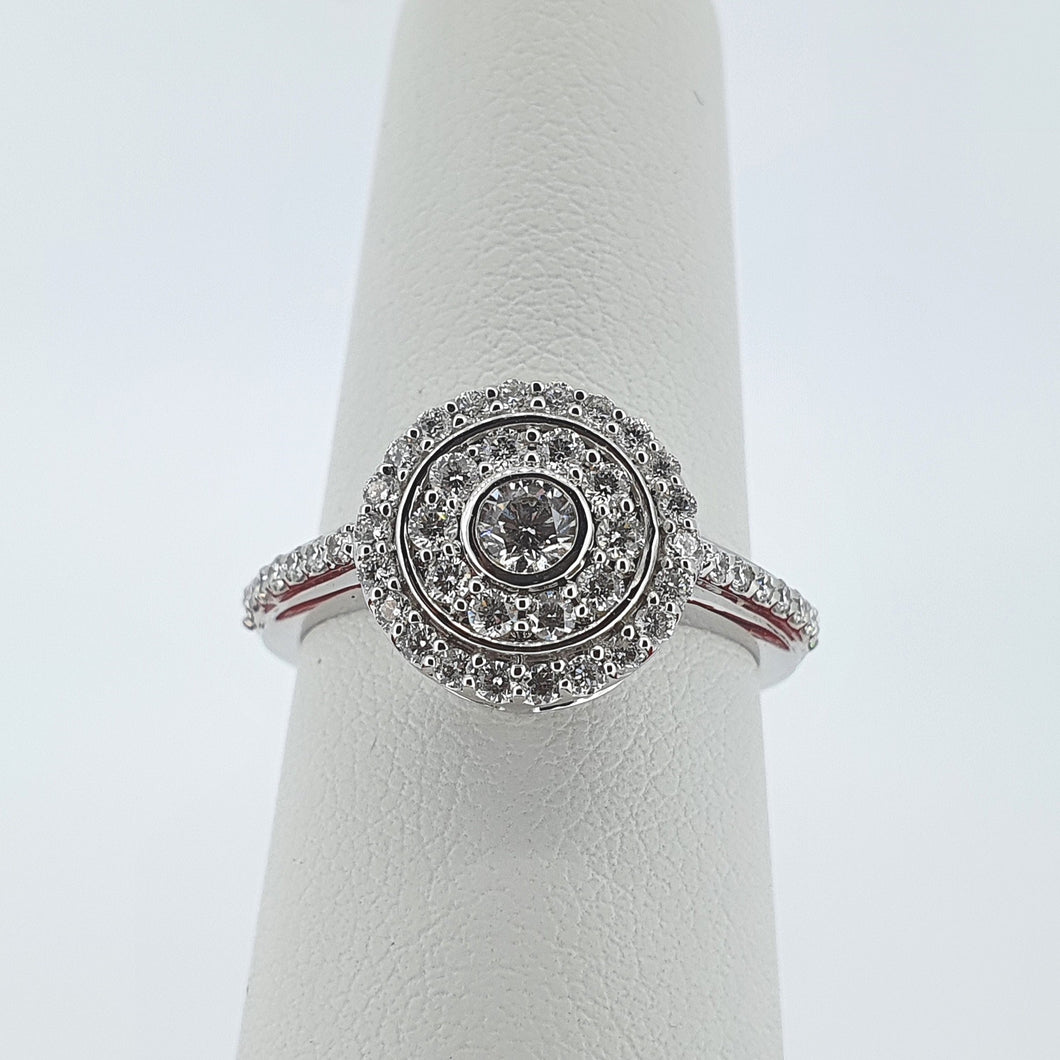 18kt White Gold - Triple Tiered Cluster Diamond Ring