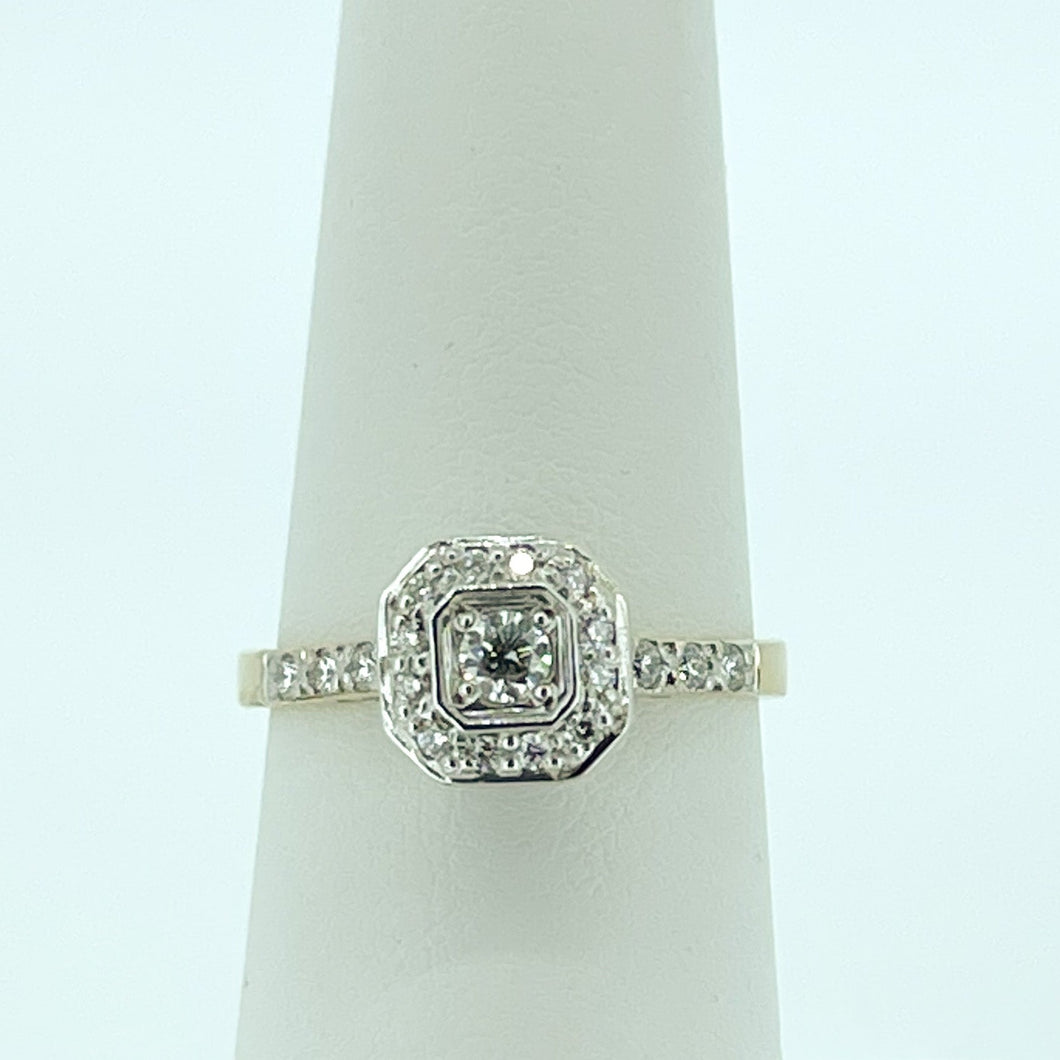 9kt Gold Diamond Cluster Engagement Ring