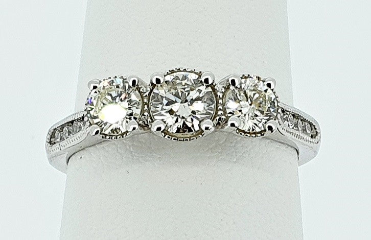 9kt White Gold - Diamond Three Stone Engagement Ring