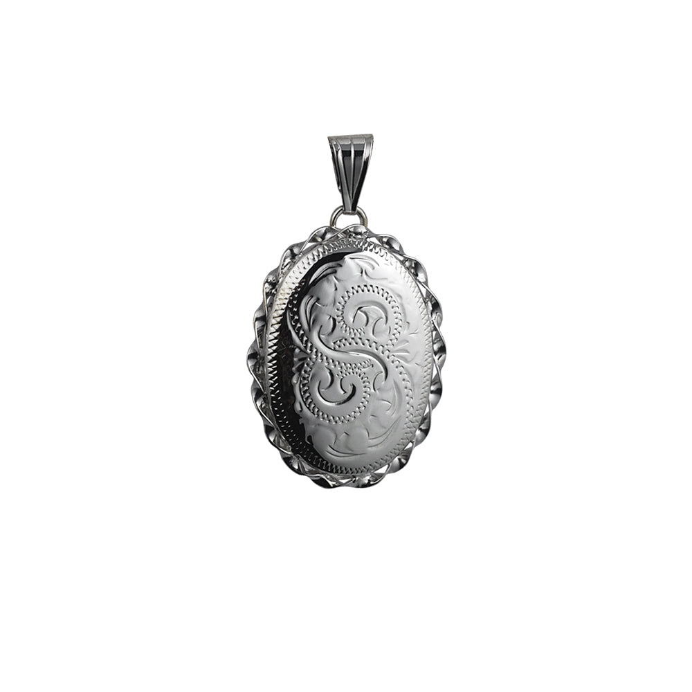 Silver Handmade Oval Locket with decorative Gallery