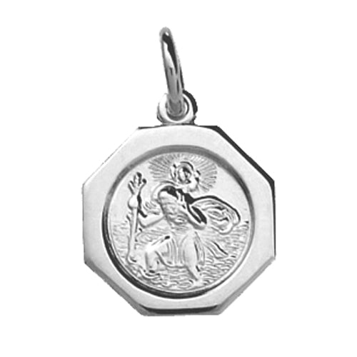 St. Christopher Octagonal Medal in Silver
