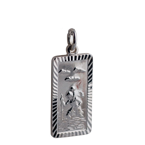 St. Christopher Rectangle Medal in Silver