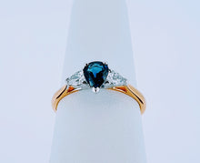 Load image into Gallery viewer, 18kt Yellow Gold - Handmade Sapphire and Diamond Engagement Ring
