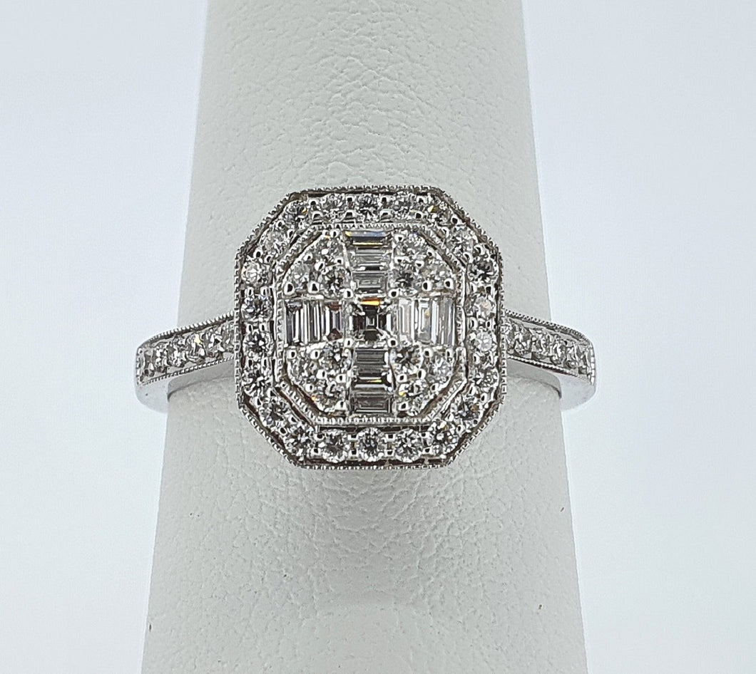 18kt White Gold - Diamond Cluster Engagement Ring