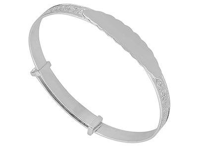 Silver Baby Bangle Embossed Pattern
